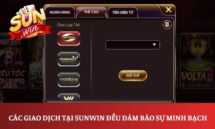 Các giao dịch tại Sunwin đều đảm bảo sự minh bạch